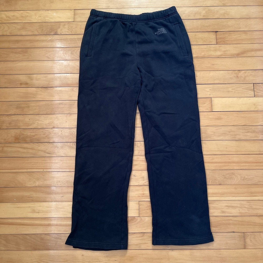 The North Face Mens Size Medium Black Fleece Straight Leg Sweatpants Logo
